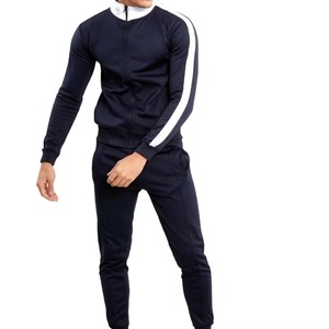 Conjunto Deportivo Slim Fit para Hombre, Chaqueta con Cierre y Cuello Alto con Franja Lateral Blanca y Negra, Pantalones Jogger con Puños, 2 Piezas, Venta al Por Mayor - Product Image 5