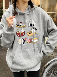 Sweat-shirt à capuche pour femme, qualité professionnelle, imprimé Sushi Cat's Day Harajuku, vêtements de mode pour femme, sweat-shirt en polaire pour l'automne - Product Image 4