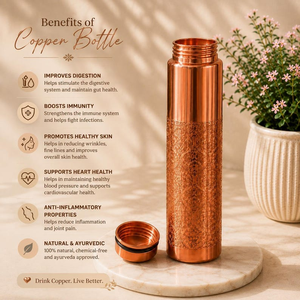 Handmade Copper Water <b>Bottle</b> with Floral Pattern Decorative Metal Drinkware Traditional Copper Drinking <b>Bottle</b> for Home Offic - Product Image 5