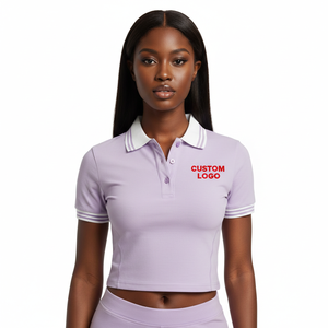 Polo Corto Más Vendido para Mujer, Estilo de Tres Botones, Polo de Piqué para Verano, Polo de Golf a la Moda - Product Image 1