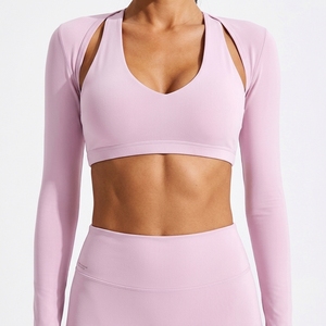 Ropa Deportiva al por Mayor, Conjunto de Yoga Ajustado, Logotipo Personalizado, Alta Elasticidad, Absorbe el Sudor, Conjunto de Yoga de 3 Piezas para Mujer - Product Image 3