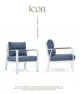 Fauteuil de bistrot moderne en aluminium avec coussin et accoudoirs, idéal pour l'extérieur, la terrasse ou le restaurant, avec oreiller décoratif - Product Image 1