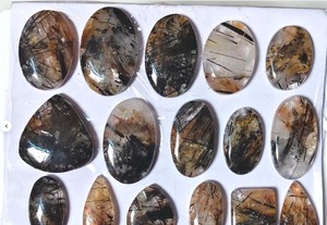 Venta al por Mayor de Cabujones Ovalados de Ágata Rutilada Negra Natural, Lote de Piedras Preciosas Personalizadas para la Fabricación de Joyería - Product Image 3