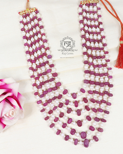 Collier en perles de pierres précieuses naturelles rubis et perles, bijoux en forme de citrouille - Product Image 4