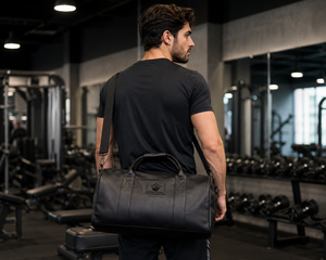 Premium Black Leather Duffel <b>Bag</b> for <b>Men</b> Travel Gym Weekender Overnight Carry On Luggage with <b>Shoulder</b> Strap - Product Image 6