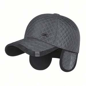 Casquette de baseball d'hiver pour hommes, chapeau chaud avec protection des oreilles, casquette de baseball d'extérieur pour personnes d'âge moyen et âgées - Product Image 1