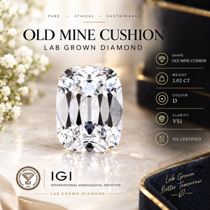 เพชรคาร์บอนสังเคราะห์ทรง Old Mine Cushion น้ำหนัก 2.02 กะรัต สี D ความสะอาด VS1 ได้รับการรับรองจาก IGI รุ่น CC-11608 สำหรับทำเครื่องประดับ - Product Image 2