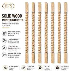 Balustre en bois massif torsadé EFS pour rampes d'escalier, design traditionnel, facile à installer - Product Image 1
