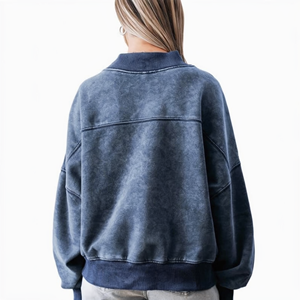 Sudadera Azul con Efecto Ácido, Sudaderas con Estampado Personalizado, Sudadera de Manga Larga para Mujer, Ropa Urbana Vintage, Fabricante OEM al por Mayor - Product Image 2