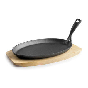 Padella ovale con manico in ghisa, superficie antiaderente per uso su piano cottura - Product Image 1