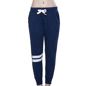 Pantalon cargo long en maille bleu marine tendance pour femme, respirant, avec cordon de serrage à nœud, style printemps - Product Image 1