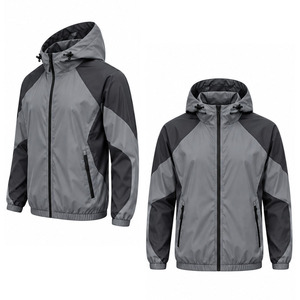 Windbreaker <b>Jacket</b> for Men <b>Lightweight</b> Outdoor <b>Running</b> Water Resistant Full Zip Hooded Sportswear Bulk Order Sportswear Supplier - Product Image 4