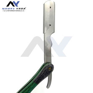 Navajas de afeitar de barbería de hoja única con mango de madera y hoja de acero inoxidable, con bloqueo de seguridad, para el cuidado personal, con logotipo personalizado y empaque personalizado - Product Image 2
