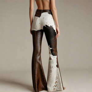 Pantalon cargo long en cuir pour femme, taille haute, coupe large, style streetwear, décontracté, avec poches amples, fabrication OEM personnalisée - Product Image 6