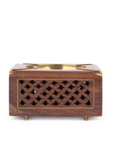 Square Aluminum Ashtray Brass Top Jaali Work Sides Premium Handcrafted Smokeless Design American Style Carved for Home - Product Image 3