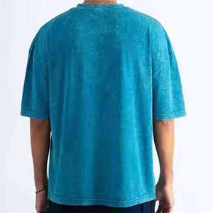 Camiseta de hombre de corte holgado, 100% algodón, ecológica, transpirable, 220g, con estampado digital de logotipo personalizado, lavado ácido, estilo urbano y deportivo. - Product Image 2