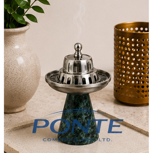 Luxury Green Marble Mubkhar Arabic Incense Burner Premium Stainless Steel <b>Bakhoor</b> Holder & <b>Oud</b> Mabkhara for Ramadan Home Decor - Product Image 2