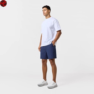 Shorts de sport décontractés pour hommes, couleur unie, tissés, respirants, séchage rapide, taille mi-haute, avec poches, 100 % coton, pour usage quotidien - Product Image 3