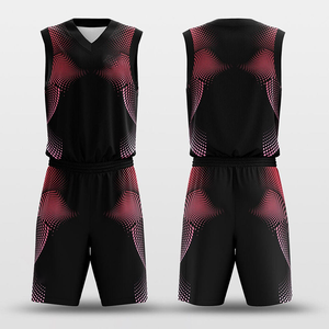 Maillots de basketball personnalisés sublimés sans manches col en V noir et rouge avec nom d'équipe, 100 % évacuation de l'humidité, unisexe, pour adultes, vêtements de sport - Product Image 5