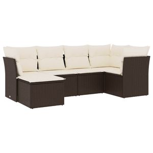 Ensemble de canapés de jardin marron avec coussins crème, meubles en rotin d'extérieur, design contemporain, rotin PE durable résistant aux UV - Product Image 4