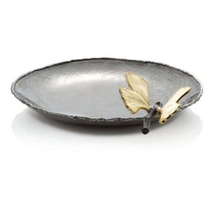 Luxury Home Decor Stainless Steel <b>Tray</b> with Antique <b>Gold</b> Handles for Stylish <b>Serving</b> Solutions - Product Image 1