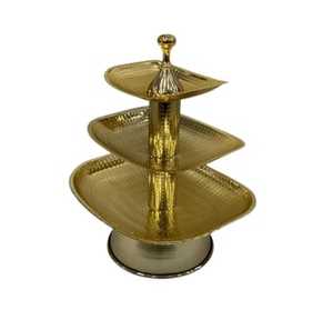 Decorative Metal Pedestal Fruit Bowl Leaf Edge Centerpiece Serving Tray <b>Display</b> Stand for Dining <b>Table</b> Wedding Party Decor - Product Image 2