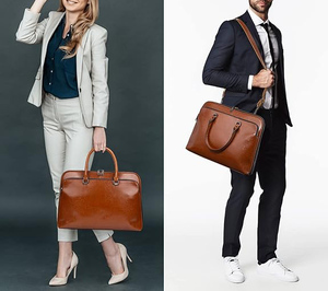 Maletín de Cuero Genuino al por Mayor para Hombre y Mujer, Marrón, Gran Capacidad, Resistente, para Portátil, Bolso de Diseño, Logotipo Personalizado OEM 2026 - Product Image 3
