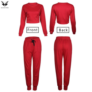 Stylish Women Crop Top Sweatsuit Outfit With Shirt And Jogger Pants Casual Two Piece Tracksuit For Sports And Travel - Product Image 6