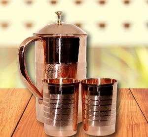 Ensemble de carafes en cuivre pour une culture artistique raffinée de la table, service d'eau en métal avec verres, durable et réutilisable pour le service de table. - Product Image 3