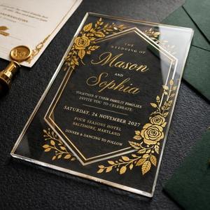 การ์ดเชิญอะคริลิคแบบกำหนดเอง การ์ดอวยพรอะคริลิค การ์ดเชิญงานแต่งงาน การ์ดเชิญงานเลี้ยงสุดหรูสำหรับแขก - Product Image 2