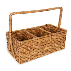 Cesta de mimbre para utensilios, cesta de mimbre tejida natural hecha a mano, compartimiento de almacenamiento - Product Image 4