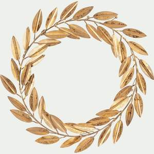 Décoration murale en feuille d'or, art mural en feuille métallique, couronne murale décorative, couronne en métal doré, anneau décoratif mural rond, décoration murale de luxe - Product Image 1