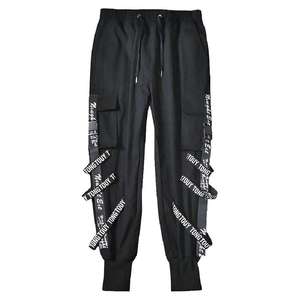 Pantalon cargo streetwear techwear pour homme, joggers tactiques, hip hop, multi-poches, sangles à rubans, pantalon harem noir, style cyberpunk - Product Image 2