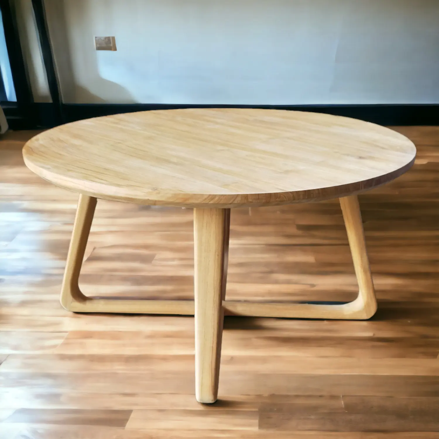 Premium Sustainable Teak Wood Round Coffee Table for Living Room Sofa Table Luxury Modern Wooden Living Room Coffee Table