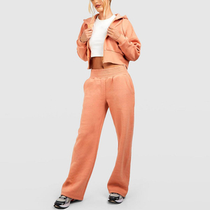 Latest Unique Design <b>Women</b> Regular Zip <b>Hoodie</b> Peach Fleece 100% Cotton Breathable Eco-Friendly Drop Shoulder Casual Active Wear - Product Image 4