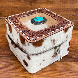 Gran oferta a granel, joyero de gran capacidad de cuero mecanizado a mano personalizado, caja de almacenamiento de piel de vaca, organizador, joyeros de viaje de lujo - Product Image 2