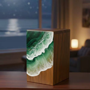 Caja de Joyería de Resina con Diseño de Olas del Océano Verde para Sala de Estar - Diseño Moderno y Lujoso - Product Image 1