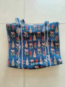 Vintage Fashion Bohemian Floral Quilted Tote <b>Bag</b> with Zipper Closure Jaipur Hand Block Print for Women <b>Summer</b> Use - Product Image 1