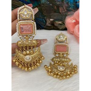 Pendientes Amrapali de gemas semipreciosas de Cachemira de doble capa, glamurosos y de alta calidad, para mujeres y niñas, colección para fiestas nocturnas. - Product Image 1