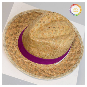 หมวกคาวบอยปีกกว้างทำจากหญ้าทะเลปักโลโก้ - หมวกแฟชั่นสำหรับทุกเพศ เหมาะสำหรับใช้ในชีวิตประจำวัน งานปาร์ตี้ ตกปลา และชายหาด - CARYLN - Product Image 1