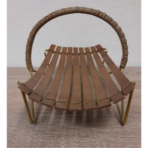 Modern Vintage Wooden Slat Fruit <b>Basket</b> Decorative Bread <b>Display</b> Tray Decorative Table Storage Organizer Bowl with Handle <b>Basket</b> - Product Image 4