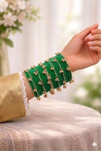 ชุดกำไลข้อมือแบบจุมกีหลากสีทองคำสไตล์แคชเมียร์สุดฮิตขายดีที่สุด เหมาะสำหรับงานแต่งงานและงานเลี้ยง ราคาขายส่งพรีเมียม - Product Image 3