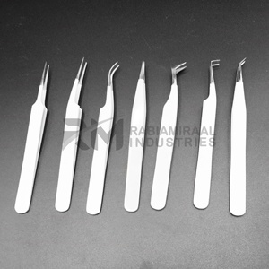 Pince à cils RABIAMIRAAL INDUSTRIES en acier inoxydable, pointe lisse, outils de précision, modèle à pointe argentée - Product Image 2