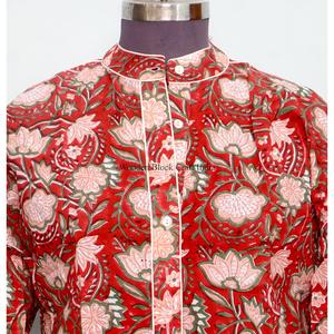 Haut décontracté 100 % coton pour femme, mini-robe à manches longues, col rond, imprimé floral, style vintage romantique, coupe évasée, écologique - Product Image 3
