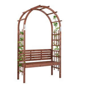 Panchina ad Arco in Legno Stile Antico da 2,1 m per 2 Persone, Decorazione per Giardino, Patio, Prato, Pergolato e Piante Rampicanti - Product Image 4