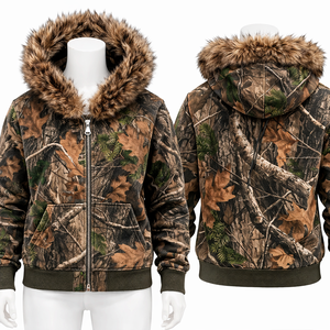 Sweat à capuche zippé surdimensionné en molleton 100 % coton, délavé à l'acide, avec fausse fourrure, pour homme, design hiver, personnalisé, haute qualité, écologique - Product Image 3