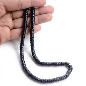 Perles de pierres précieuses en spinelle noire naturelle facettées en forme de pneu, pour la fabrication de bijoux, fil de pierres en vrac - Product Image 3