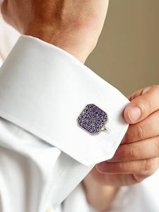 Luxury Gold Plated Navy Blue Square Cufflinks for Men Engraved Formal Shirt <b>Accessories</b> <b>Wedding</b> Business Gift Cuff Links - Product Image 1