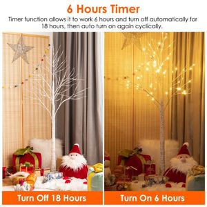 Albero di Betulla Artificiale Illuminato a 8 Modalità con Luce Bianca Calda, Decorazione per Matrimoni, Feste, Natale e Festività con Eleganti Rami Bianchi - Product Image 5