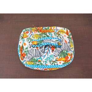 ชุดกระเป๋าเครื่องสำอางผ้าฝ้ายพิมพ์ลายบล็อก 3 ชิ้น ขนาดใหญ่ กันน้ำ ทนทาน ใช้ซ้ำได้ เหมาะสำหรับการเดินทาง - Product Image 4